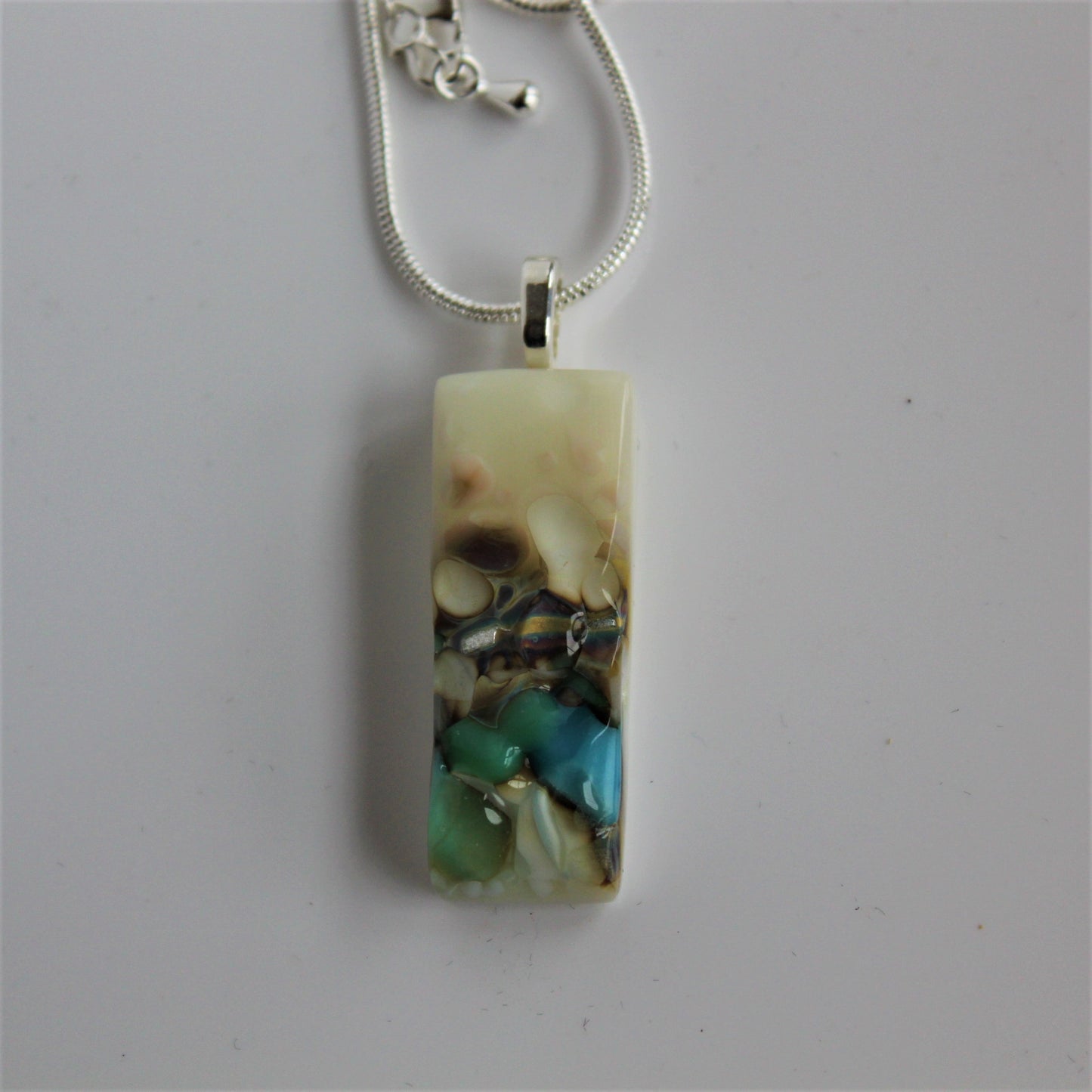 Reactive Fused Glass Vanilla Cream Pendant